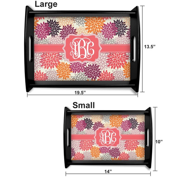 Mums Flower Serving Tray Black Sizes