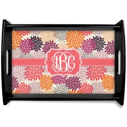 Mums Flower Black Wooden Tray - Small (Personalized)