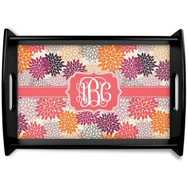 Custom Mums Flower Black Wooden Tray - Small (Personalized)