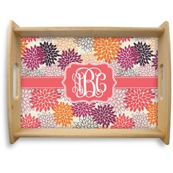 Mums Flower Natural Wooden Tray - Large (Personalized)
