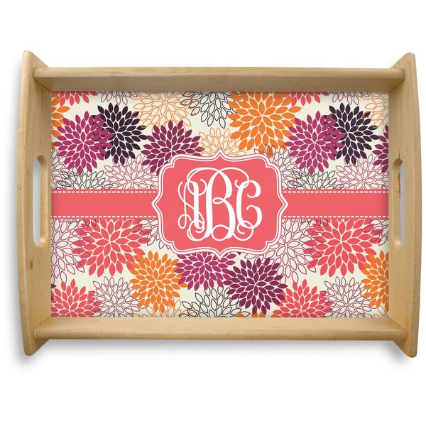 Custom Mums Flower Natural Wooden Tray - Large (Personalized)