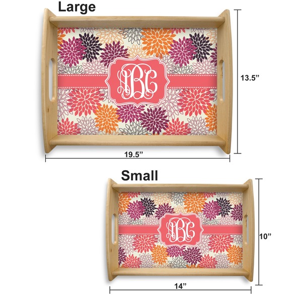 Mums Flower Serving Tray Wood Sizes