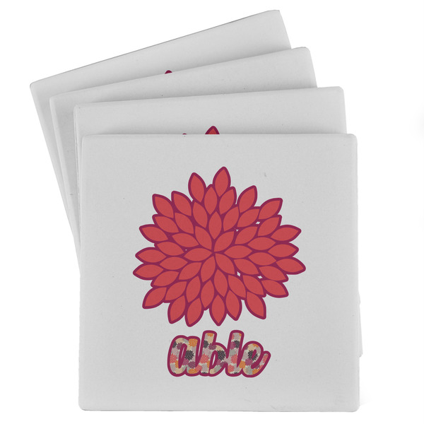 Custom Mums Flower Absorbent Stone Coasters - Set of 4 (Personalized)