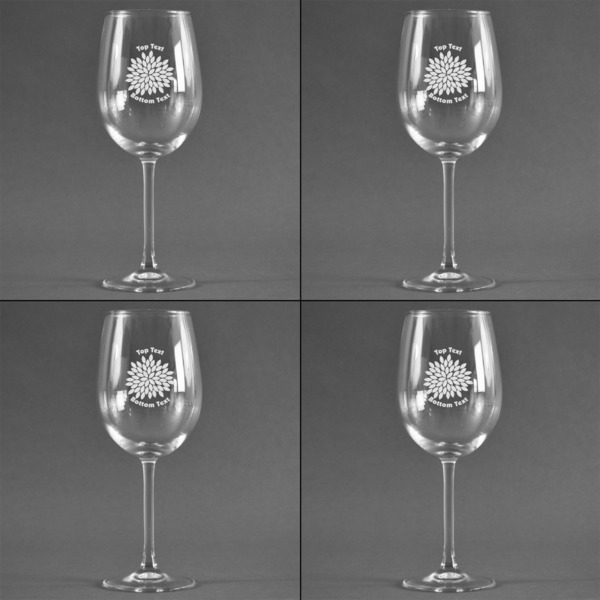Mums Flower Set of Four Personalized Wineglasses (Approval)