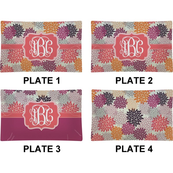 Mums Flower Set of Rectangular Dinner Plates (Approval)