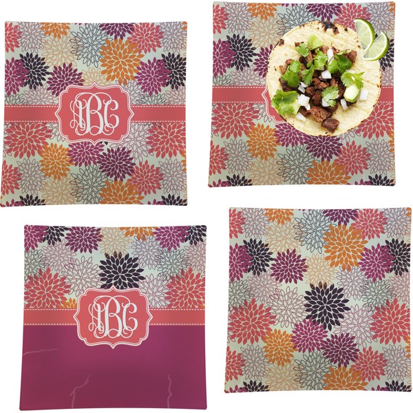 Mums Flower Set of Square Dinner Plates