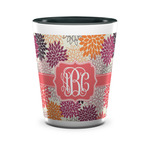 Mums Flower Ceramic Shot Glass - 1.5 oz - Two Tone - Set of 4 (Personalized)