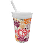 Mums Flower Sippy Cup with Straw (Personalized)