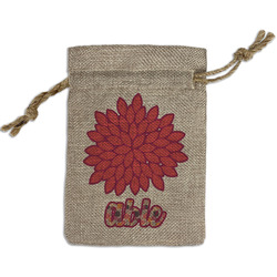 Mums Flower Small Burlap Gift Bag - Front (Personalized)