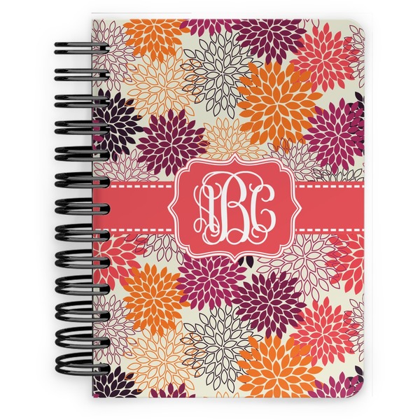 Custom Mums Flower Spiral Notebook - 5x7 w/ Monogram