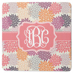 Mums Flower Square Rubber Backed Coaster (Personalized)