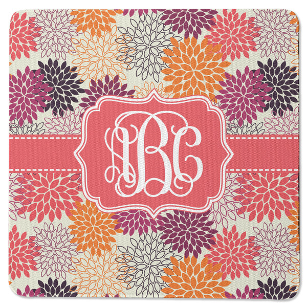 Mums Flower Square Coaster Rubber Back - Single