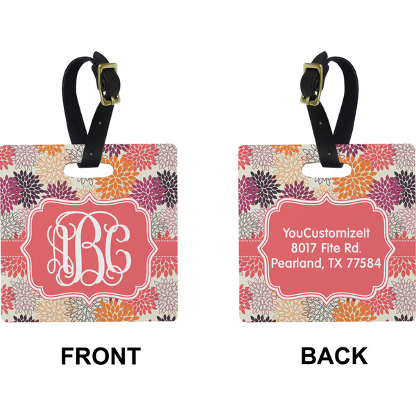 Mums Flower Square Luggage Tag (Front + Back)