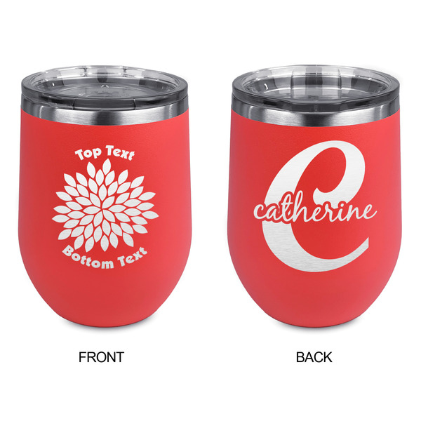 Mums Flower Stainless Wine Tumblers - Coral - Double Sided - Approval