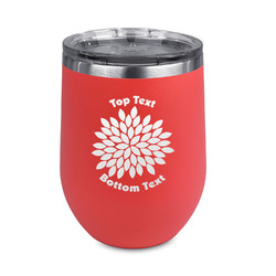 Mums Flower Stemless Stainless Steel Wine Tumbler - Coral - Double Sided (Personalized)