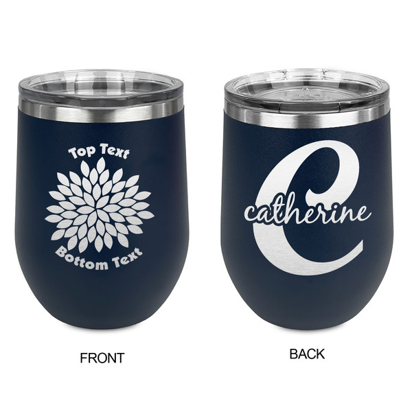 Mums Flower Stainless Wine Tumblers - Navy - Double Sided - Approval