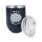 Mums Flower Stainless Wine Tumblers - Navy - Single Sided - Alt View