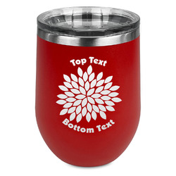 Mums Flower Stemless Stainless Steel Wine Tumbler - Red - Double Sided (Personalized)