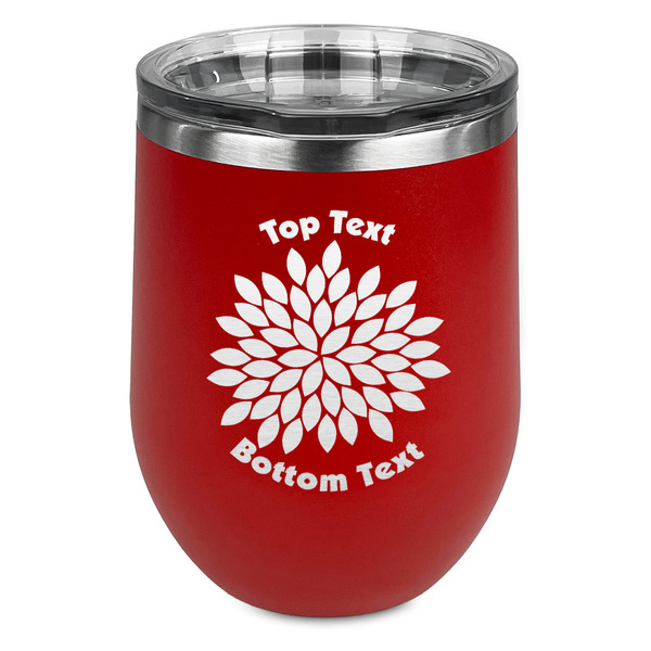 Custom Mums Flower Stemless Stainless Steel Wine Tumbler - Red - Single Sided (Personalized)