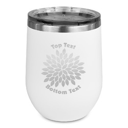 Mums Flower Stemless Stainless Steel Wine Tumbler - White - Double Sided (Personalized)
