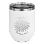 Mums Flower Stemless Stainless Steel Wine Tumbler - White - Single Sided (Personalized)