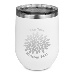 Mums Flower Stemless Stainless Steel Wine Tumbler - White - Single Sided (Personalized)