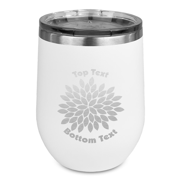 Custom Mums Flower Stemless Stainless Steel Wine Tumbler - White - Single Sided (Personalized)