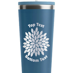 Mums Flower RTIC Everyday Tumbler with Straw - 28oz - Steel Blue - Double-Sided (Personalized)