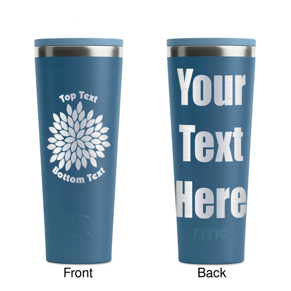 Mums Flower Steel Blue RTIC Everyday Tumbler - 28 oz. - Front and Back