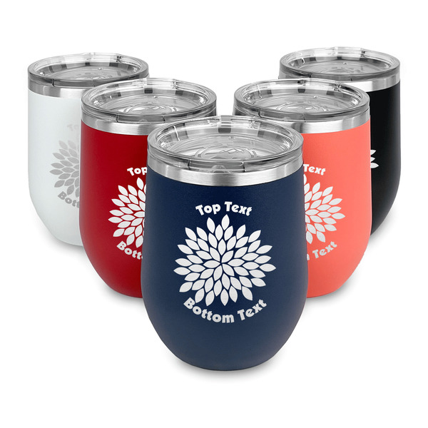 Mums Flower Steel Wine Tumblers Multiple Colors