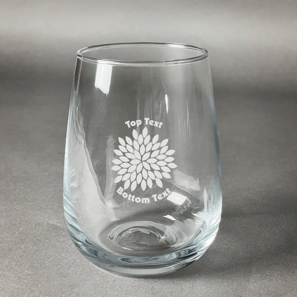 Custom Mums Flower Stemless Wine Glass - Engraved (Personalized)