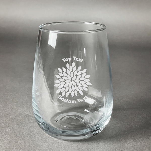 Custom Mums Flower Stemless Wine Glass (Single) (Personalized)