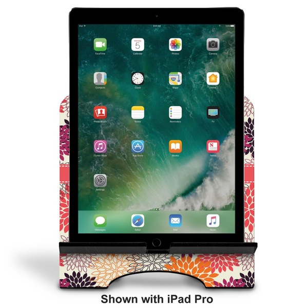 Mums Flower Stylized Tablet Stand - Front with ipad