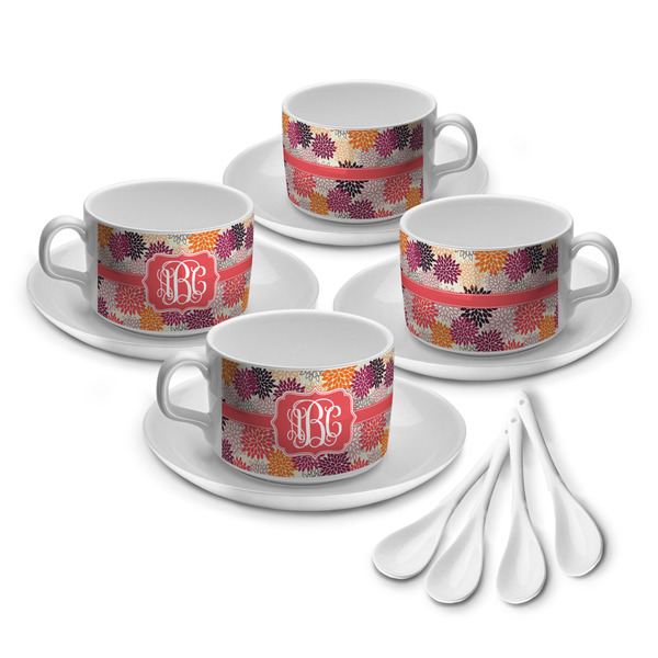 Custom Mums Flower Tea Cup - Set of 4 (Personalized)
