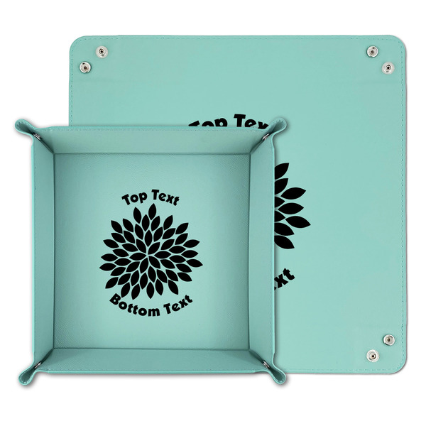 Mums Flower Teal Faux Leather Valet Trays - PARENT MAIN