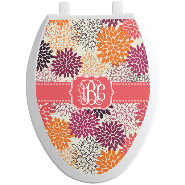 Custom Mums Flower Toilet Seat Decal - Elongated (Personalized)