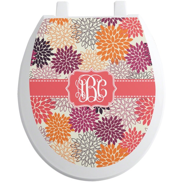Custom Mums Flower Toilet Seat Decal (Personalized)