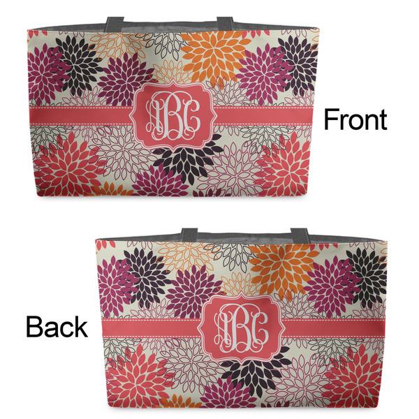 Mums Flower Tote w/Black Handles - Front & Back Views