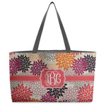 Mums Flower Beach Totes Bag - w/ Black Handles (Personalized)