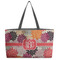 Mums Flower Beach Totes Bag - w/ Black Handles (Personalized)