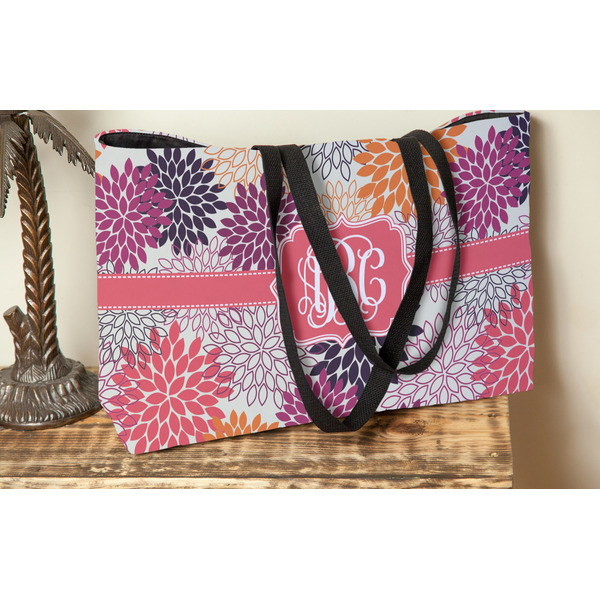 Mums Flower Tote w/Black Handles - Lifestyle View