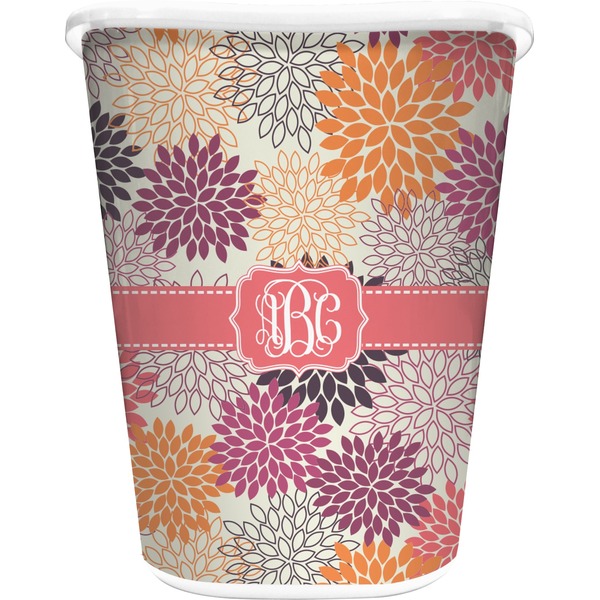 Custom Mums Flower Waste Basket - Double Sided (White) (Personalized)