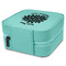 Mums Flower Travel Jewelry Boxes - Leather - Teal - View from Rear
