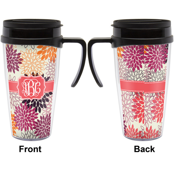 Mums Flower Travel Mug with Black Handle - Approval