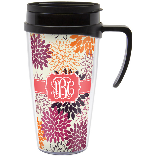 Custom Mums Flower Acrylic Travel Mug with Handle (Personalized)