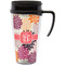 Mums Flower Travel Mug with Black Handle - Front