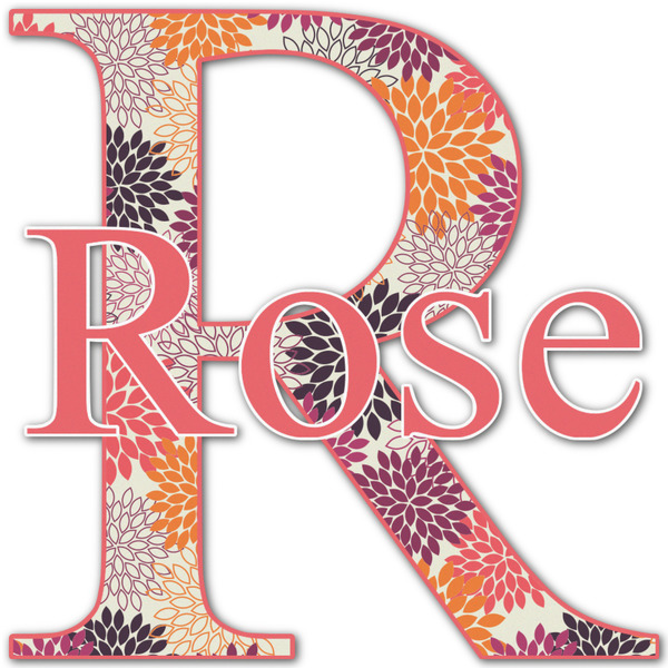 Custom Mums Flower Name & Initial Decal - Up to 12"x12" (Personalized)
