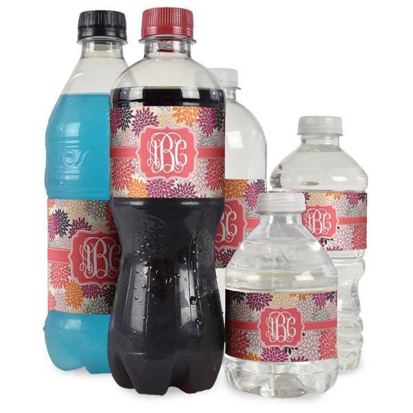 Mums Flower Water Bottle Label - Multiple Bottle Sizes