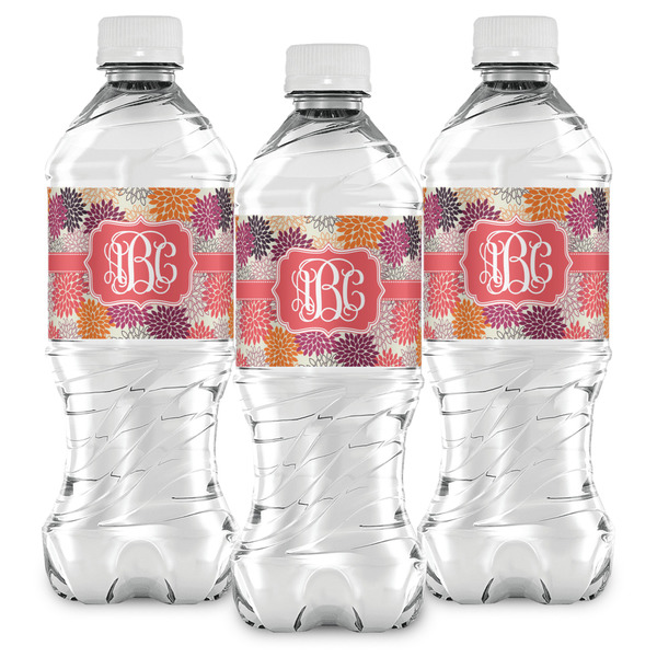 Mums Flower Water Bottle Labels - Front View