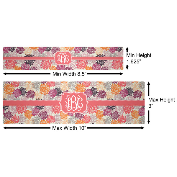 Mums Flower Water Bottle Labels w/ Dimensions